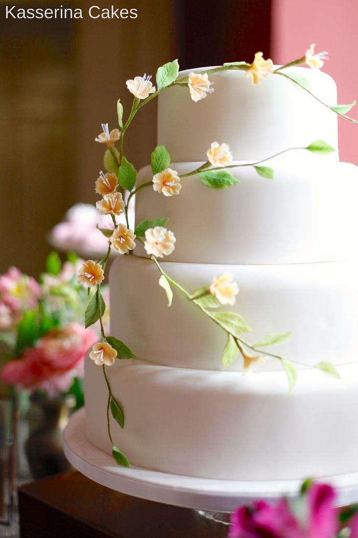 Peach blossom wedding cake