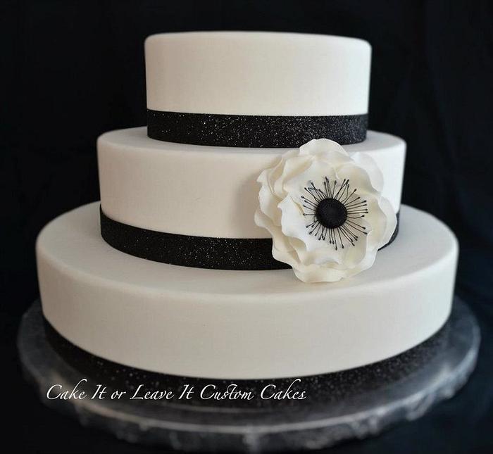 Wedding cake with anemone flower