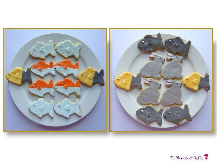 Rabbit and fishes cookies