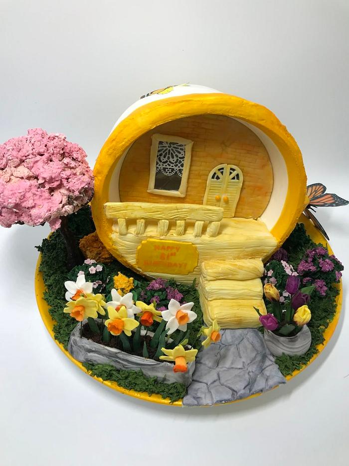 Tea cup miniature cake, spring
