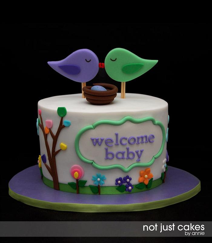 Love Birds Baby Shower Cake