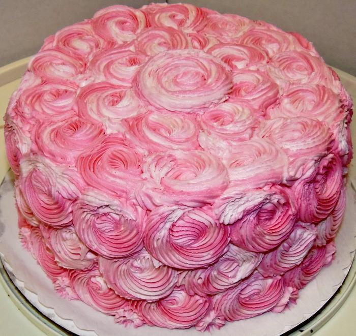 Pink Rosette cake in buttercream