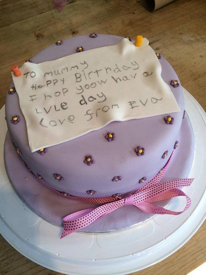 Hand written birthday cake