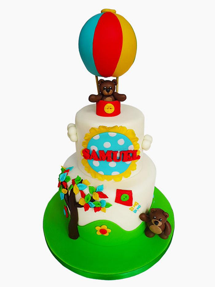 Colourful christening cake