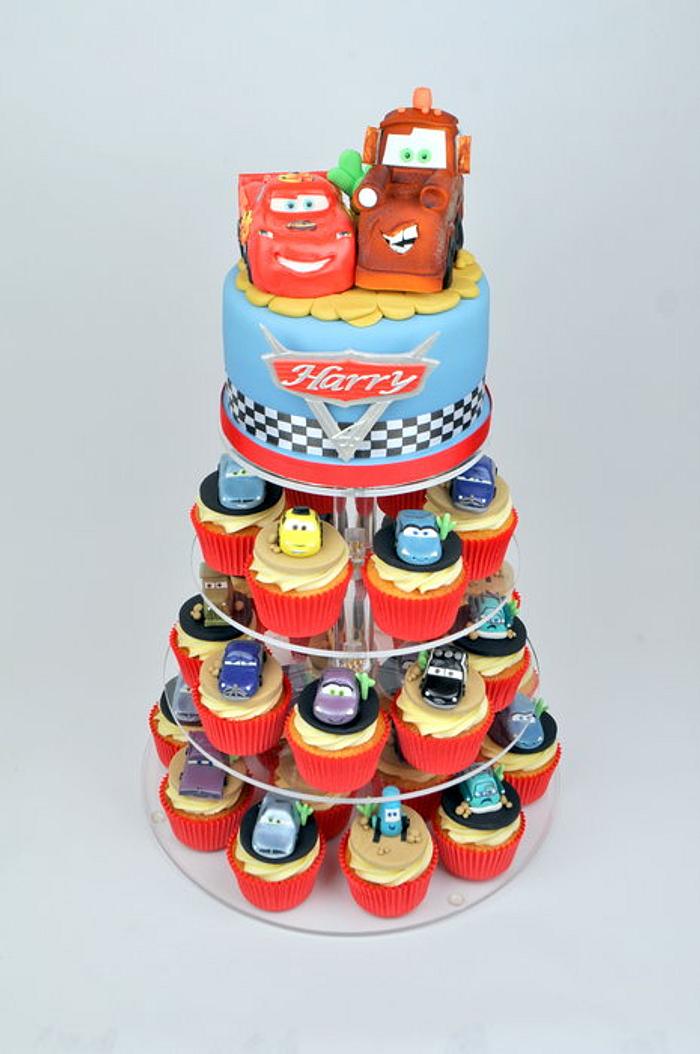 Disney cars cupcake tower