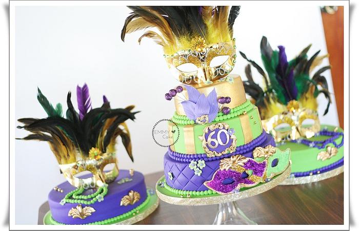 Mardi gras, masquerade theme cakes