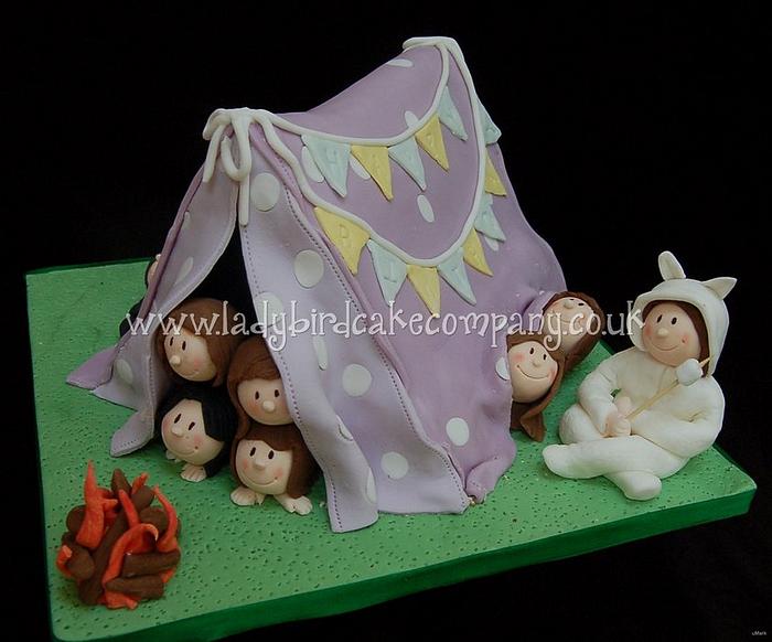 Camping out tent cake