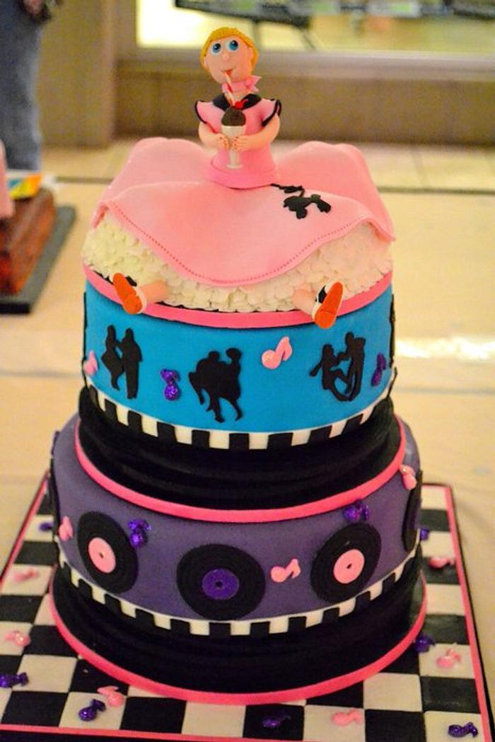 "Cake, Rattle, and Roll"- 1950's Cake
