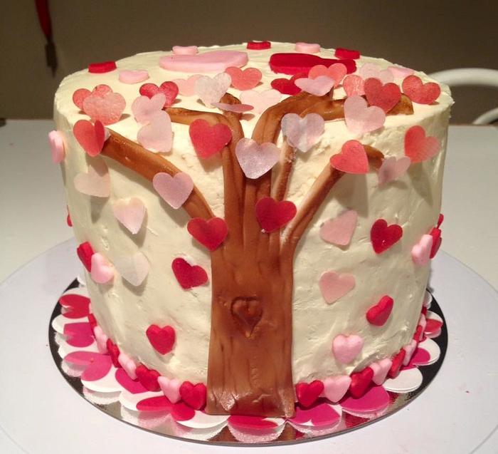 Valentine Tree of Hearts Cake