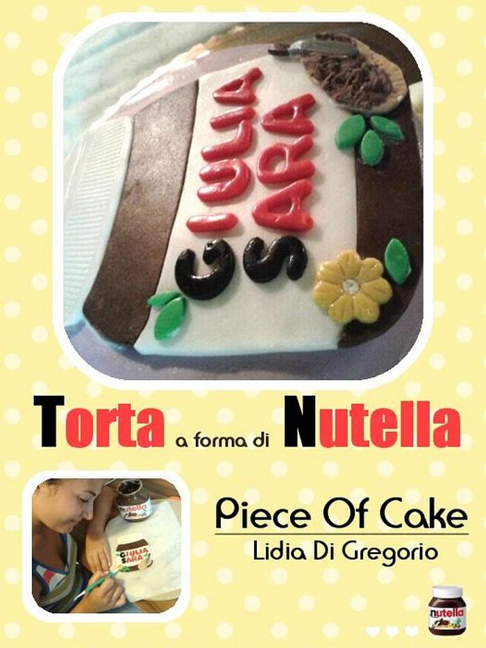 Cake in the form of Nutella in sugar paste