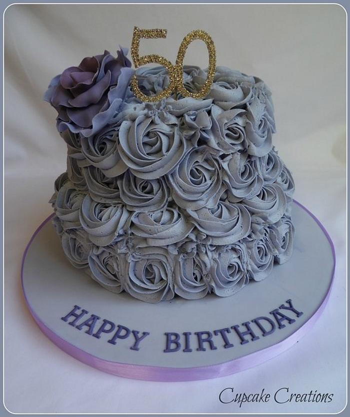 Buttercream ruffle 50th Birthday Cake