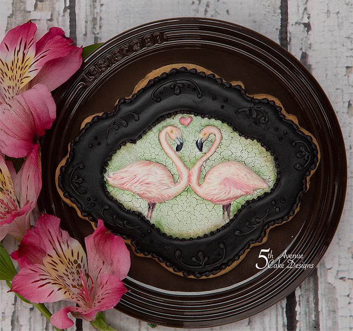 Flamingos In Love a Cookie Frame