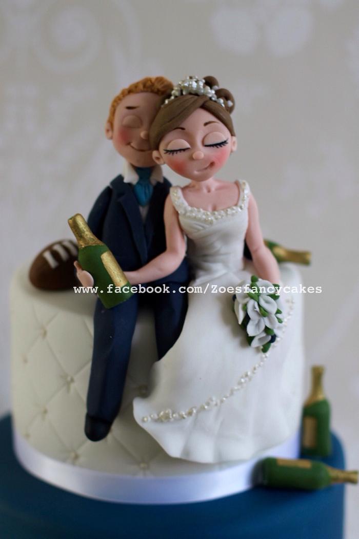 Drunken bride and groom wedding cake 