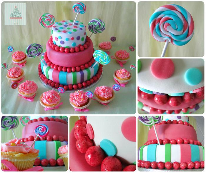Candyland Cake and Cupcakes