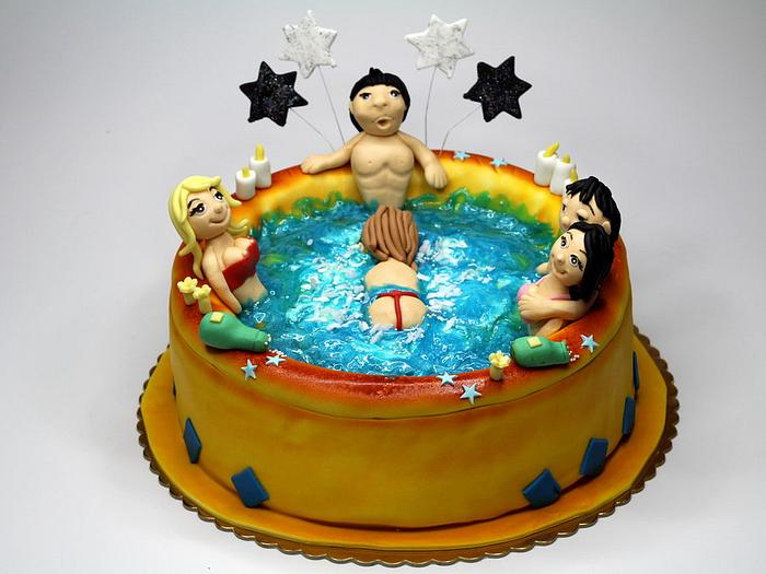 Sexy Girls in Jacuzzi Naughty Cake