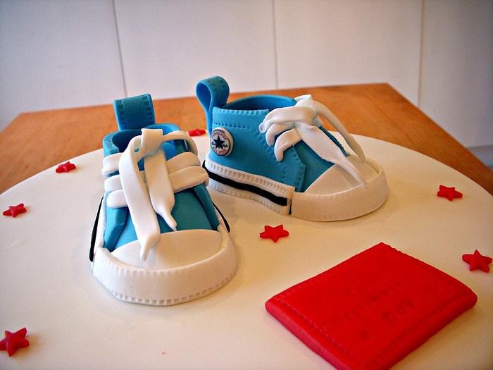 Converse boots christening cake