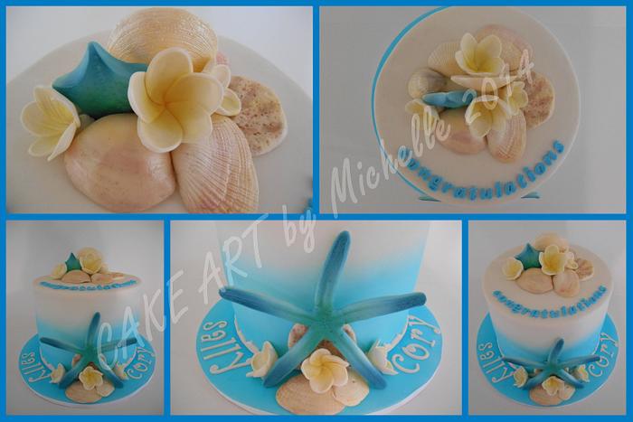 Beach Themed Engagement Cake
