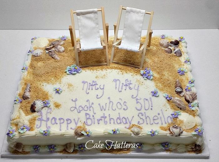 50th Birthday Beach Cake