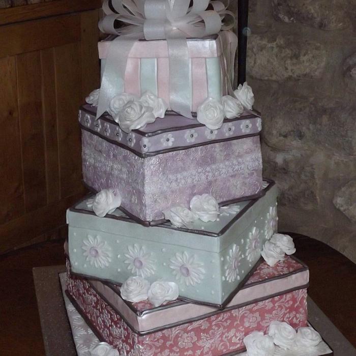 Wedding Cake - stack of presents