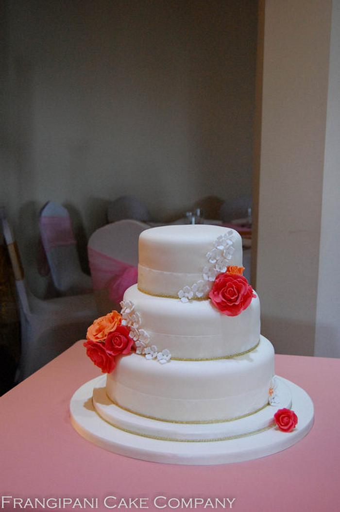 Ivory Wedding Cake with Roses