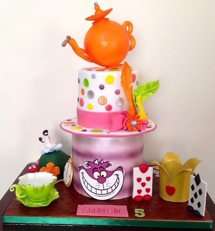 5th Birthday Alice in Wonderland Cake