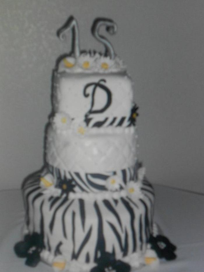 Zebra Quinceanera Cake