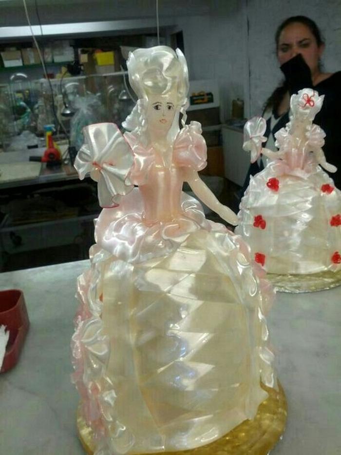Sugar Pulled and Blown Lady Figurine