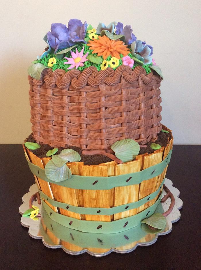 Flower basket/flower pot cake