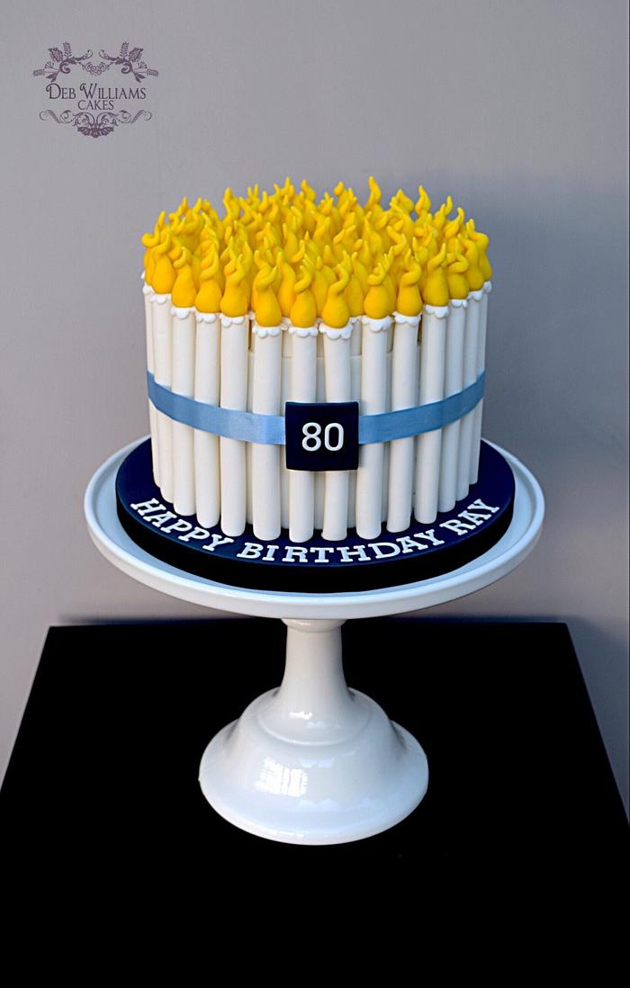 A birthday cake with candles