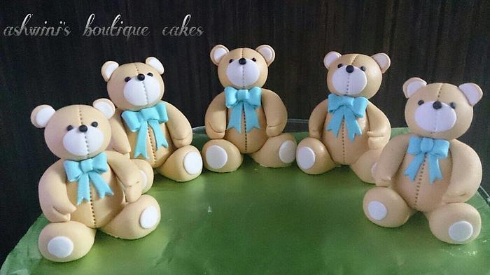 Cake Toppers- Quintuplet Teddies