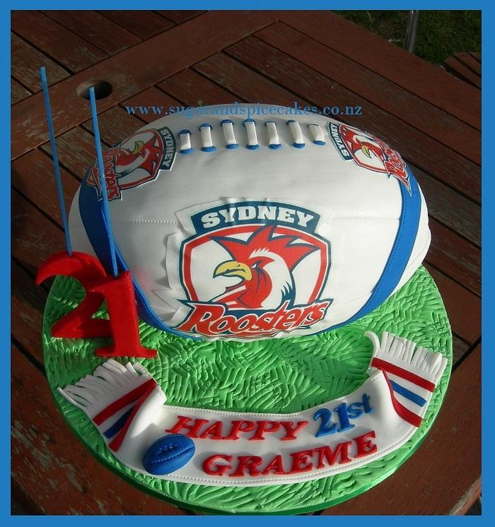 Sydney Roosters Rugby Ball Cake
