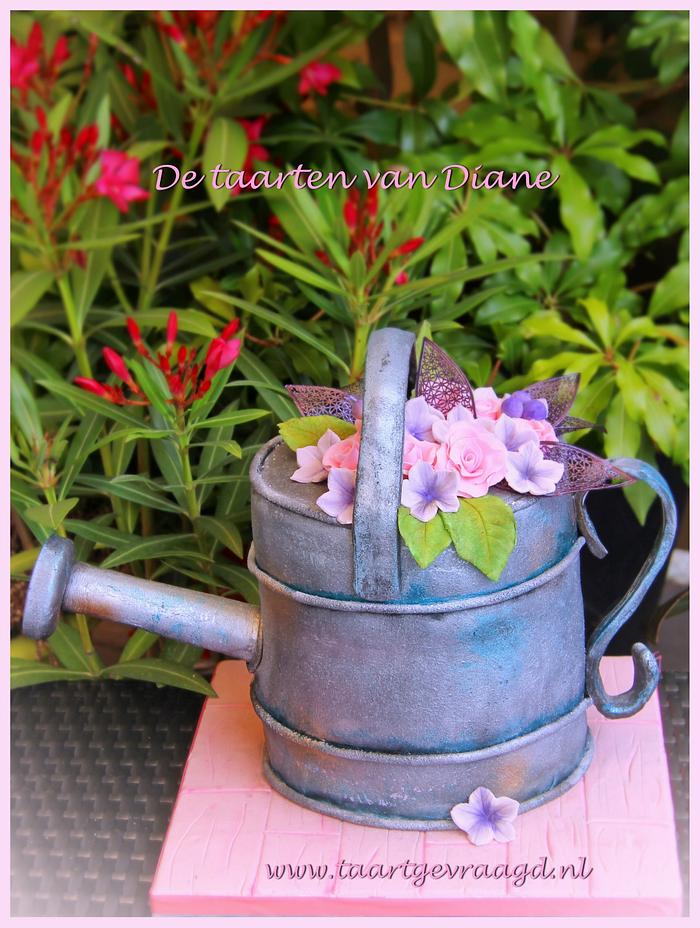 Watering can with flowers!