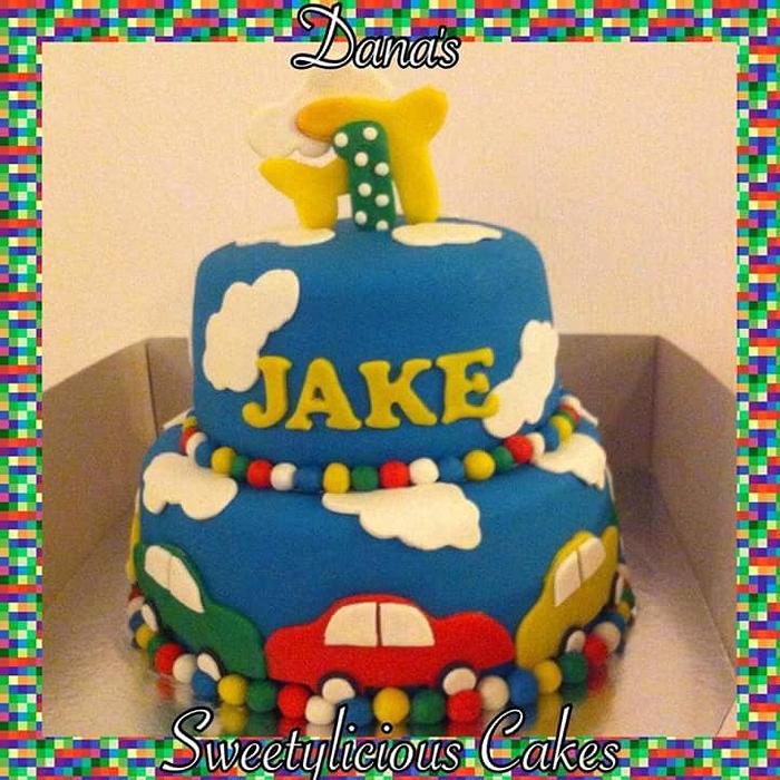 Little plain and cars cake
