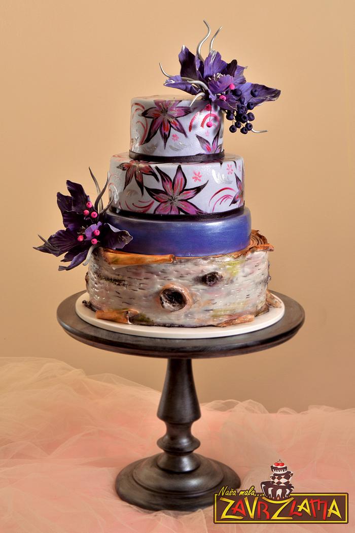 Purple Rustic Wedding cake