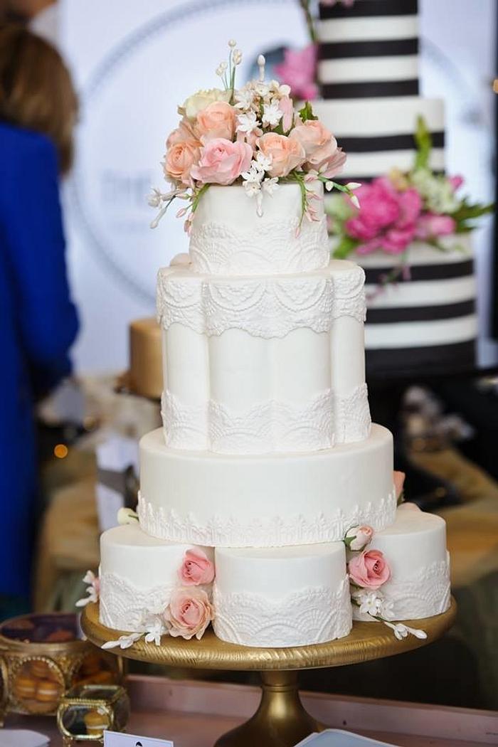 Romantic Sugar Flower Wedding Cake