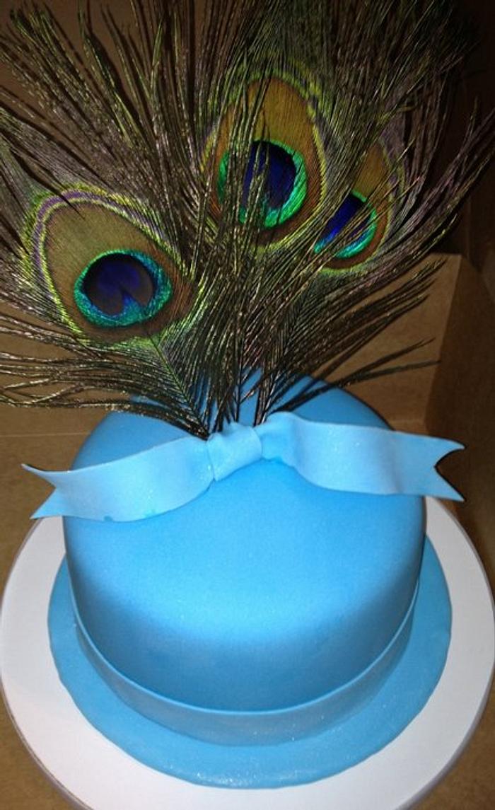 Peacock themed bridal shower cake 