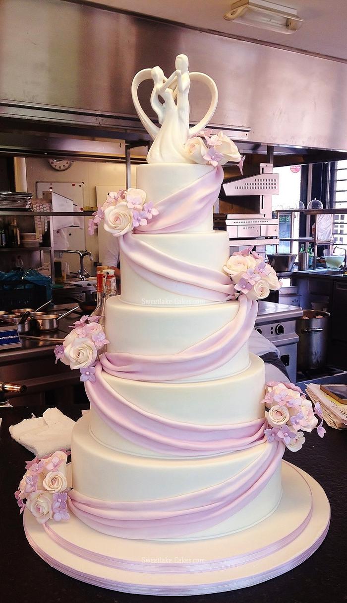 Draped wedding cake