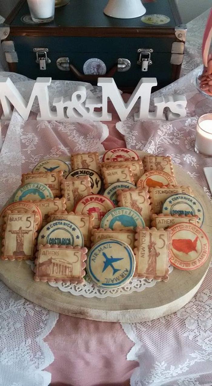 vintage postmarks & airport stamps cookies