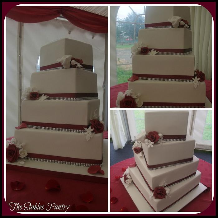 Four tier twisted wedding cake 