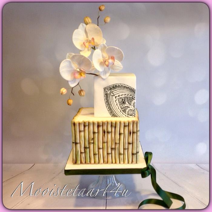 Weddingcake with cold porselain orchids...