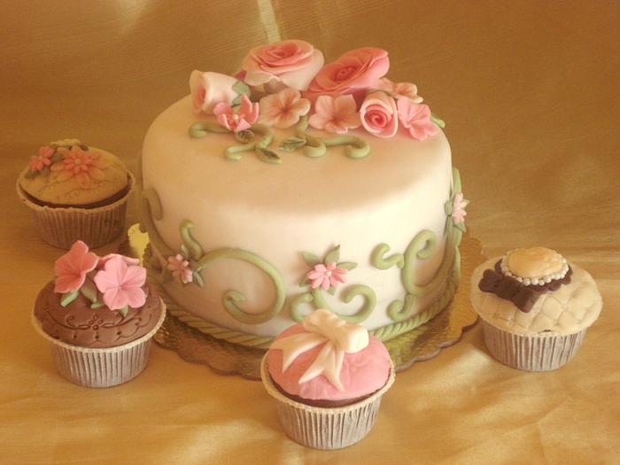 Romantic Vintage cake & cupcakes 