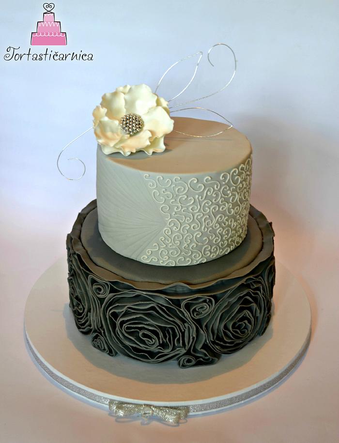 Elegant grey cake