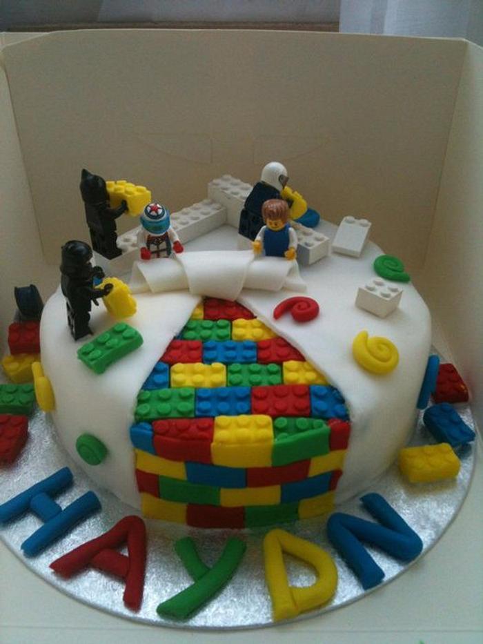 Lego construction cake