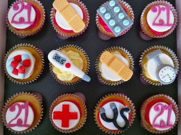 Nurse Themed Birthday Cupcakes