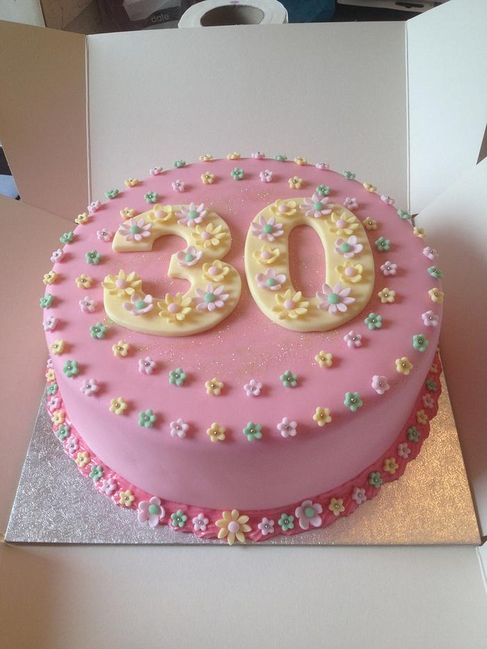 Simple Girly 30th cake