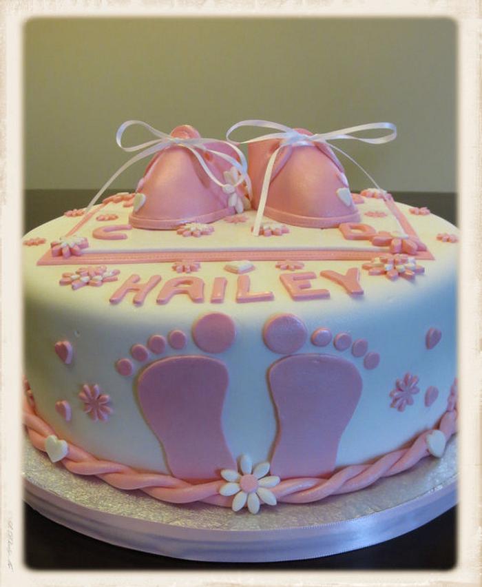 Pink Baby Booties Shower Cake
