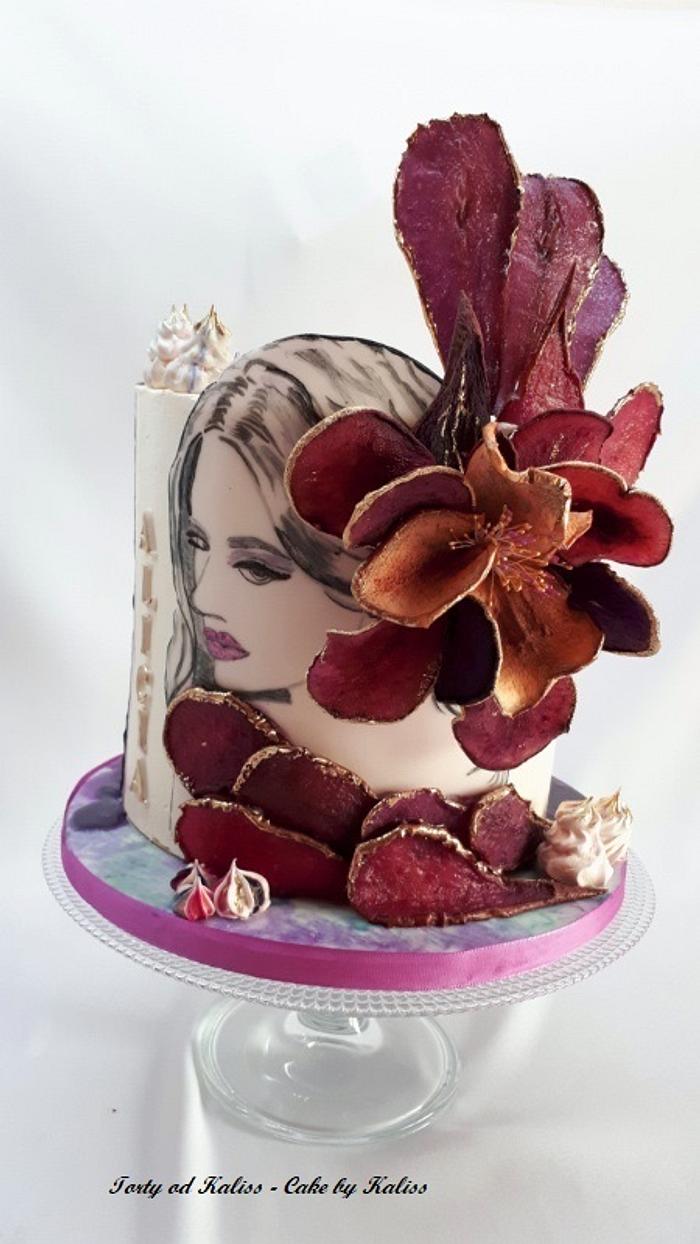 girl with fruit blossom - Decorated Cake by Kaliss - CakesDecor