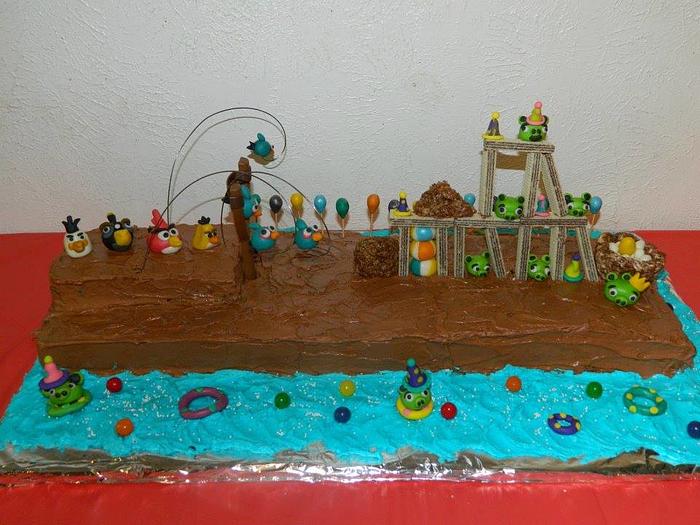 Angry Birds Birthday POOL party Cake