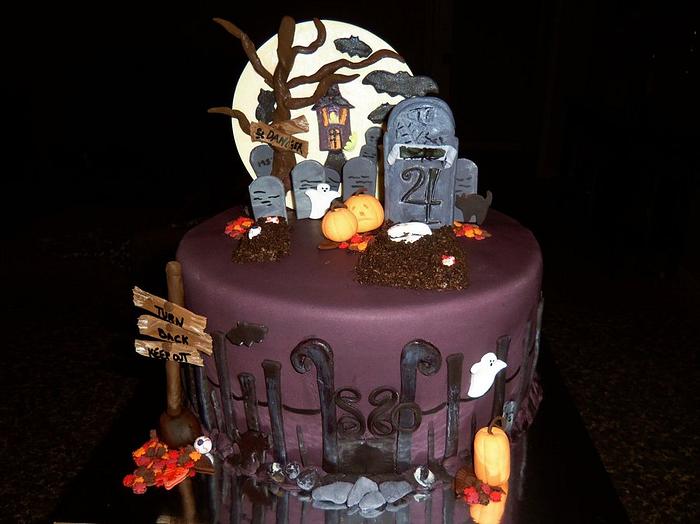 Halloween Spooky Graveyard Cake