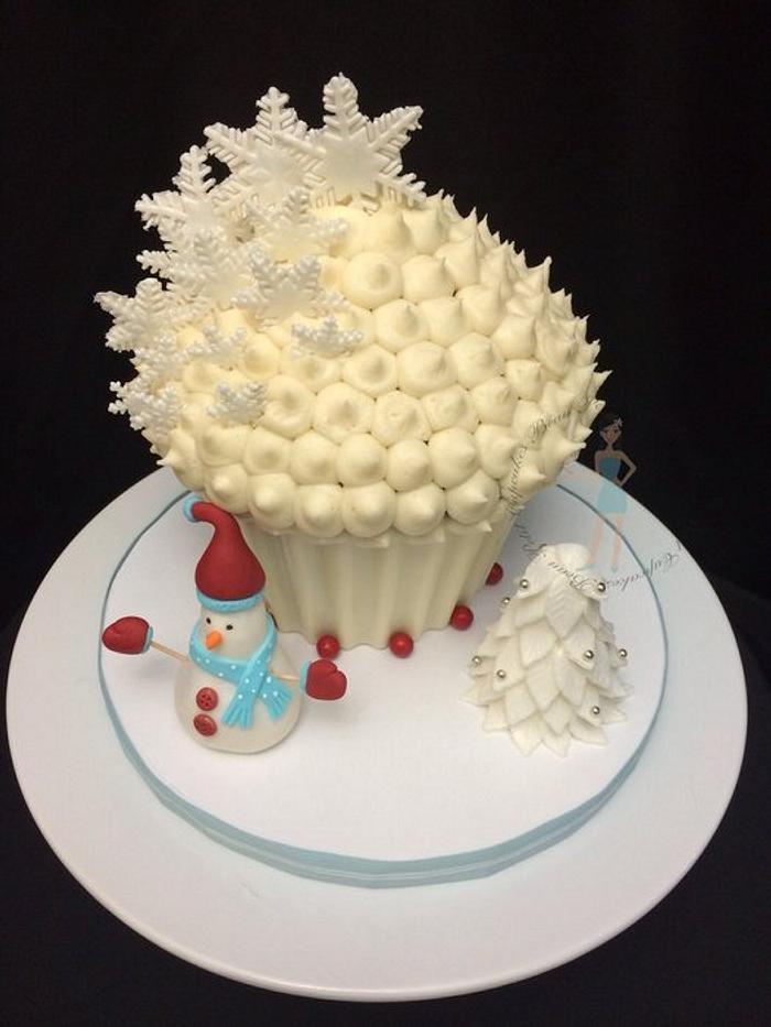 Winter Themed Giant Cupcake